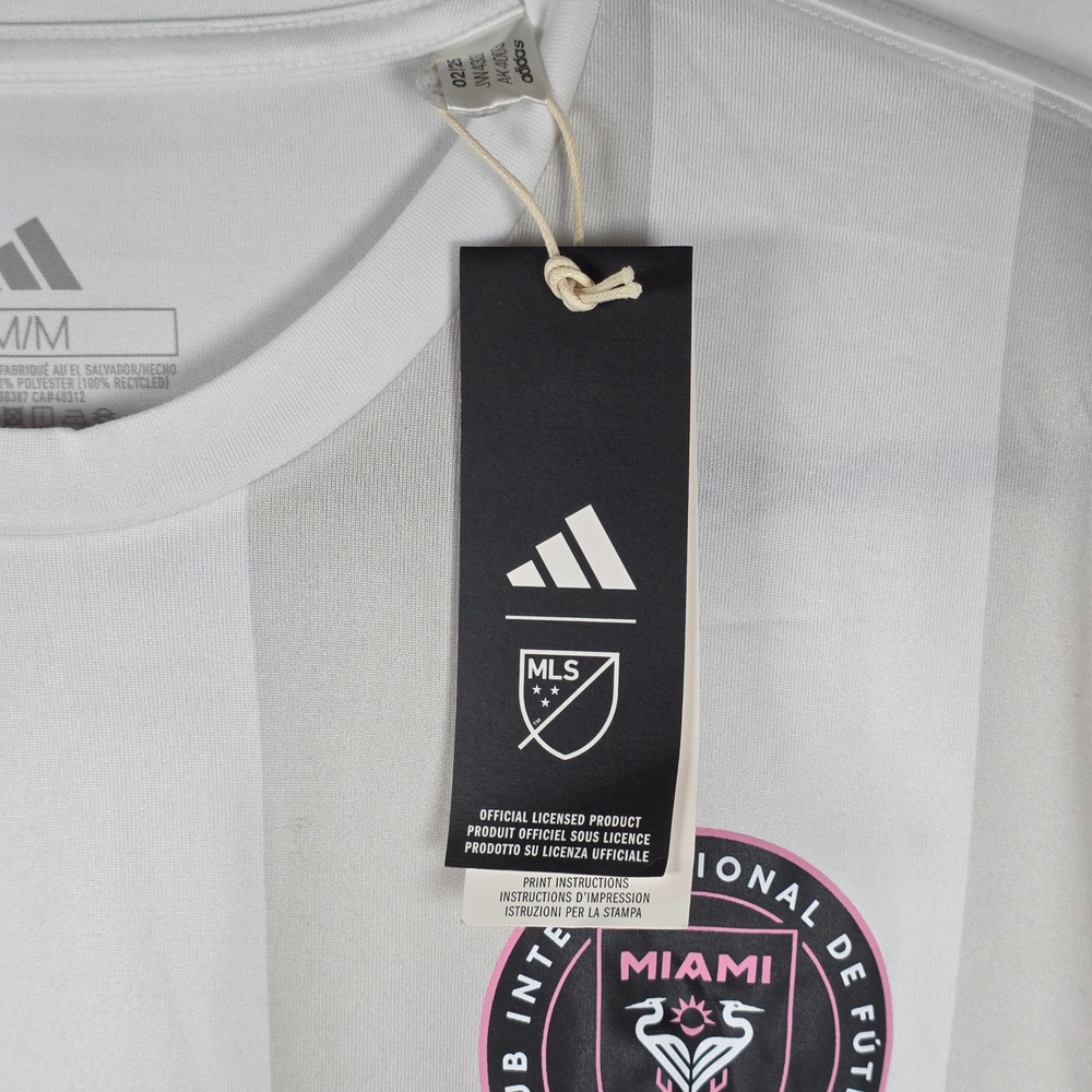 Adidas Inter Miami CF Messi 10 Soccer Jersey White Grey Stripe JW4332 Men's M - Picture 6 of 10
